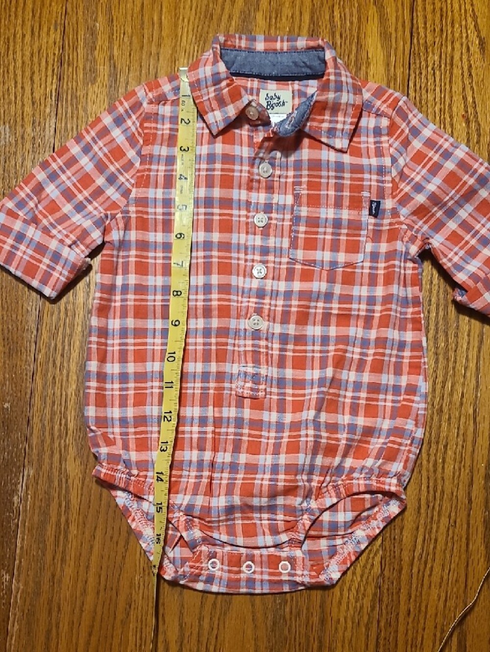 Baby B'Gosh NWT Red Plaid Button-Front Baby Bodysuit - 18 Months - Picture 7 of 8